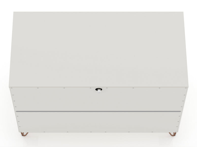 Commode Rockefeller de Manhattan Comfort de style moderne du milieu du 20e siècle avec 3 tiroirs - blanc cassé