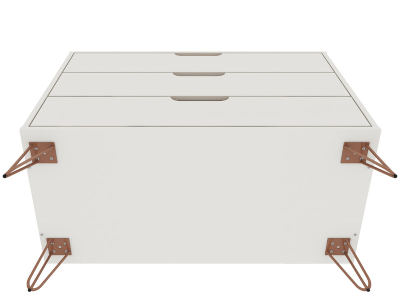 Commode Rockefeller de Manhattan Comfort de style moderne du milieu du 20e siècle avec 3 tiroirs - blanc cassé