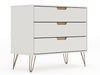 Commode Rockefeller de Manhattan Comfort de style moderne du milieu du 20e siècle avec 3 tiroirs - blanc cassé