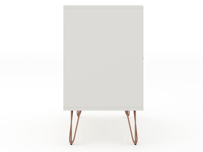 Commode Rockefeller de Manhattan Comfort de style moderne du milieu du 20e siècle avec 3 tiroirs - blanc cassé
