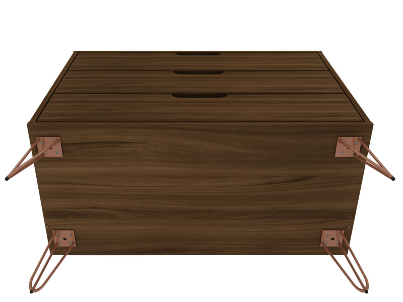 Commode Rockefeller de Manhattan Comfort de style moderne du milieu du 20e siècle avec 3 tiroirs - brune