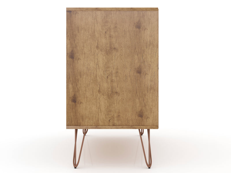 Commode Rockefeller de Manhattan Comfort de style moderne du milieu du 20e siècle avec 3 tiroirs - naturelle et rose