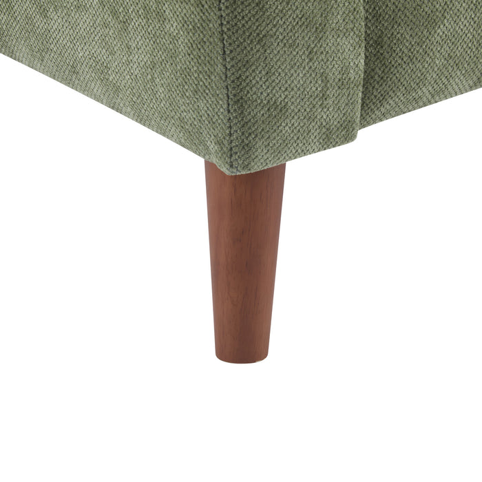 Midway Fauteuil Moderne du Milieu de Siecle a Point Capitonne Gaufre, Vert, Noyer