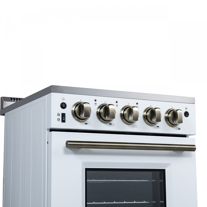 Cuisiniere electrique Loiano de 24 po en blanc, 2,3 pi³ avec tiroir de rangement - FFSEL6099-24WHT