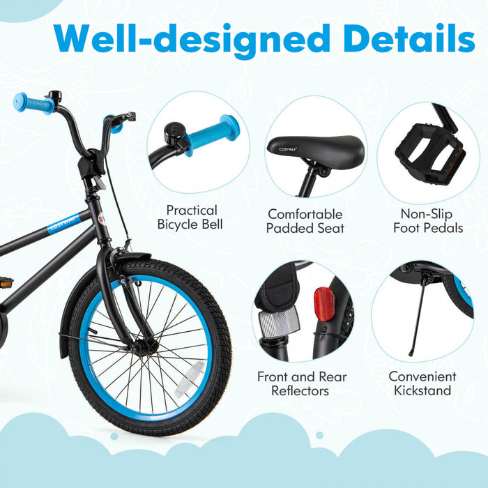 Costway 18\" Velo Pour Enfants Avec Guidon De Selle Reglable Roues D'entrainement Amovibles Frein A Main Noir