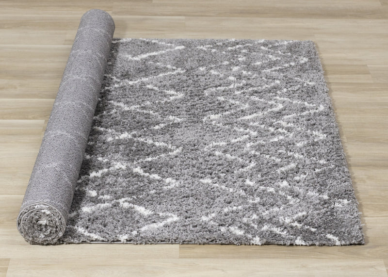 Tapis Taylor a poils longs diamants rustiques creme gris, 7'10\" x 10'6\"