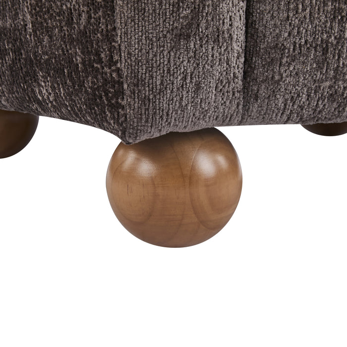 Wingate Fauteuil Aile Confortable en Tissu Premium et Pieds en Bois Massif, Brun Fonce, Teck
