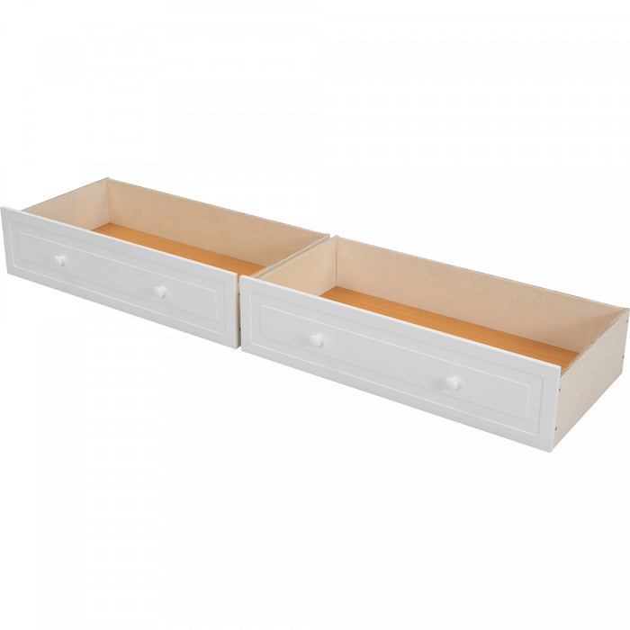 Lit Superpose Convertible Brady En Bois Massif, Taille Double, Avec Tiroirs, Blanc