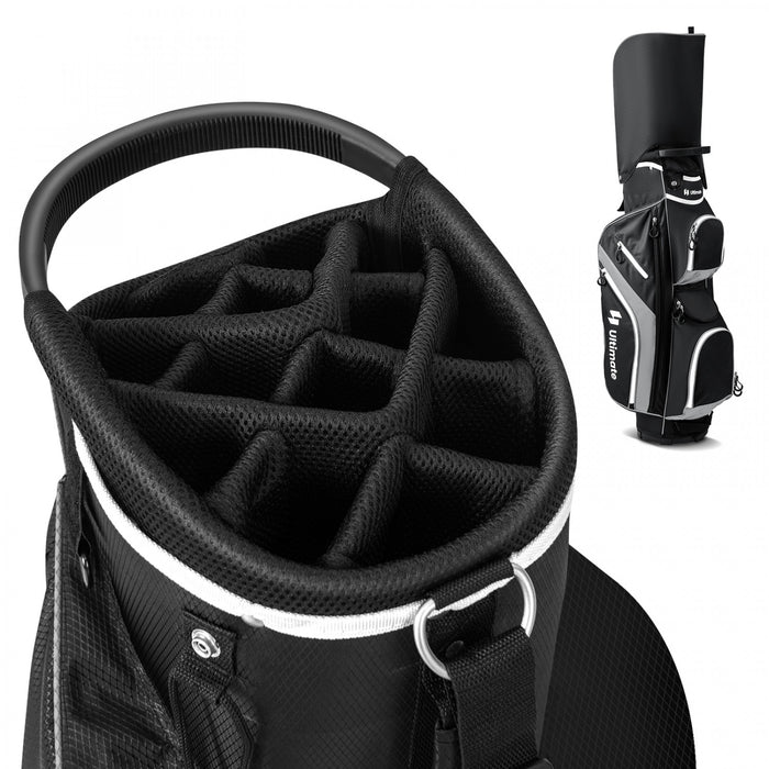 Sac De Chariot De Golf Leger Costway Avec 14 Diviseurs Superieurs De Maniere 9 Poches Sac De Refroidissement De Capuchon De Pluie