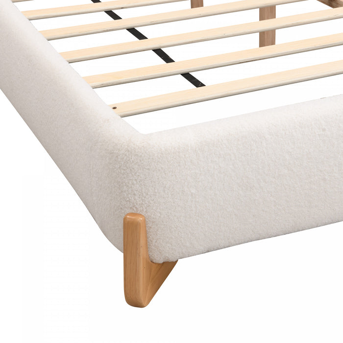 Olivia Lit elegant et confortable avec revetement, Taille King, Blanc