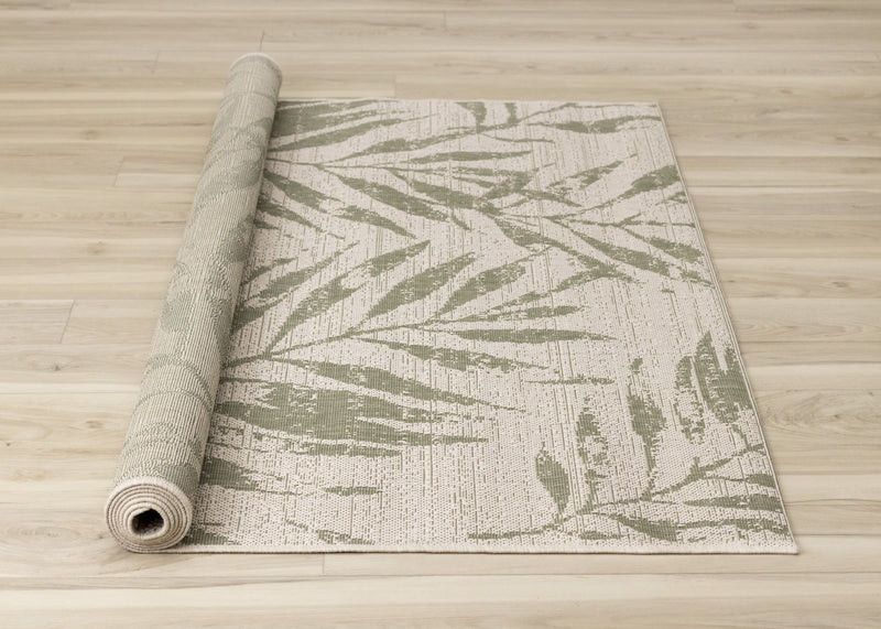 Tapis d'exterieur Jackson Taupe Blanc a bordure elegante, 5'3\" x 7'7\"