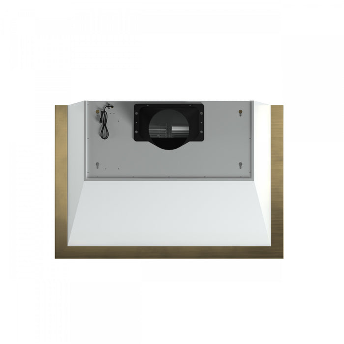 Hotte murale Vittorio de 36 po, blanc avec garniture en laiton antique-FRHWM5078-36BLK
