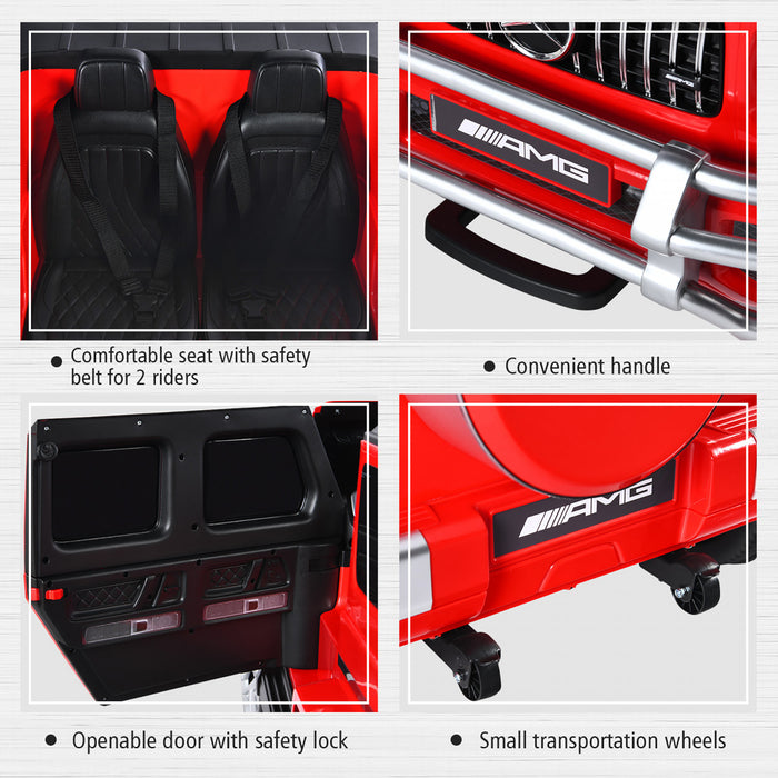 Costway 12v 2 Sieges Enfants Roulent Sur La Voiture Mercedes Benz G63 Sous Licence W / Telecommande Rouge