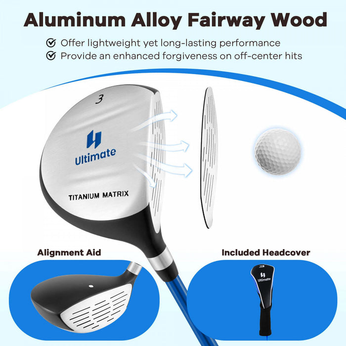 Ultimate Junior Golf Club Set Pour Enfants Comprend 165cc #3 Fairway Wood Et #7 Iron Blue