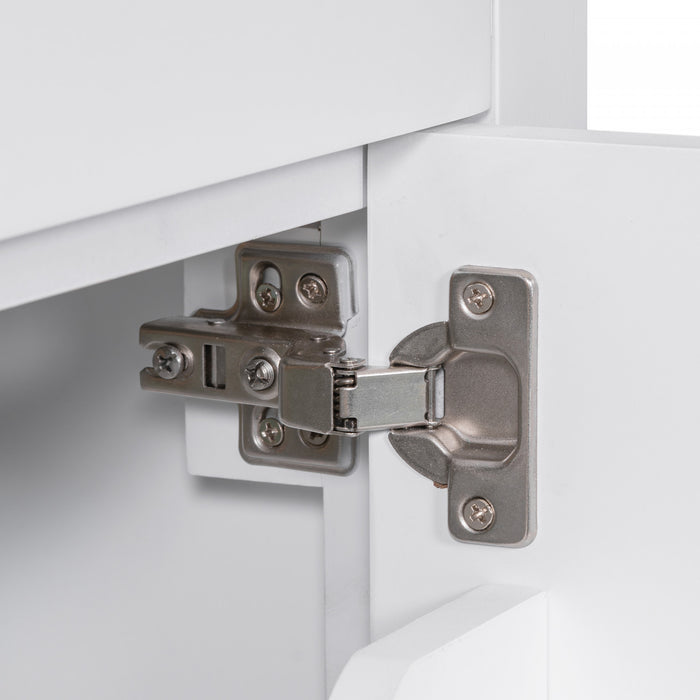Meuble de salle de bain double moderne Felix 60 pouces avec lavabo ceramique et rangement, blanc