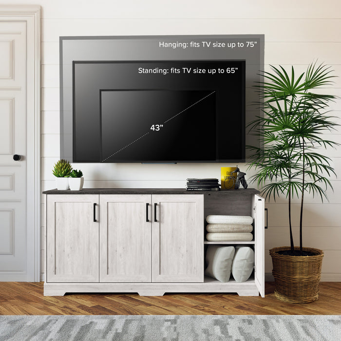 Console Rustic Ridge de Prepac à 4 portes - blanc délavé