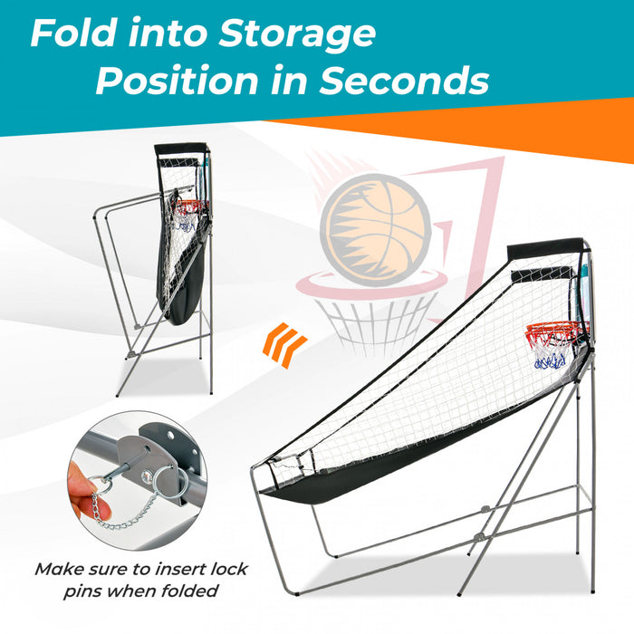 Costway Double Shot Basketball Arcade Game Avec 8 Modes De Jeu Electronic Scoring Green