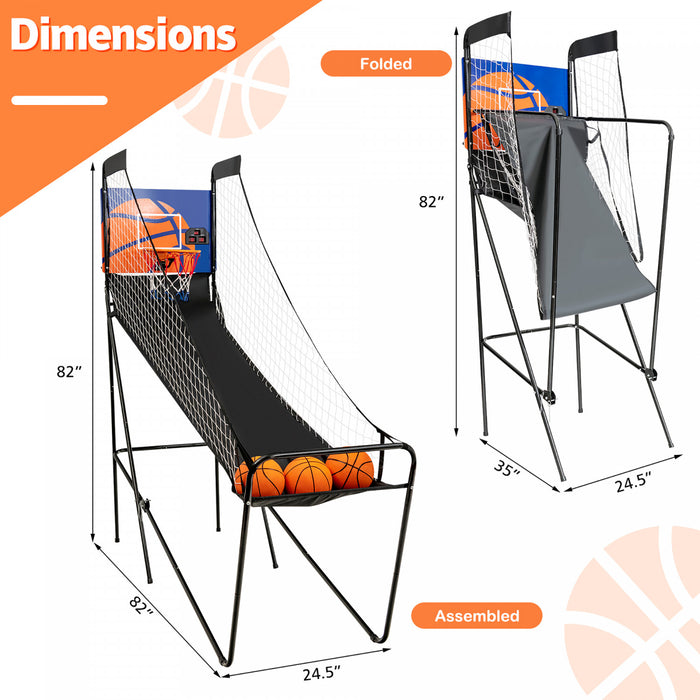 Jeu D'arcade De Basket-ball Pliable Costway, Avec Compteur Electronique, Filets Lateraux, 3 Ballons De Basket, 1 Pompe De Gonflage