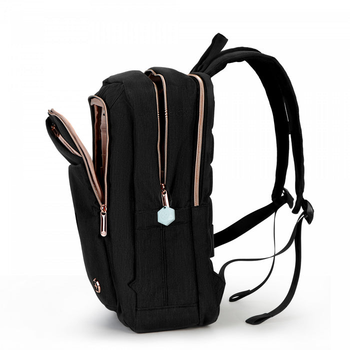 Sac a dos intelligent Swissdigital Design KATY ROSE - Rucksack avec port de chargement integre - Noir