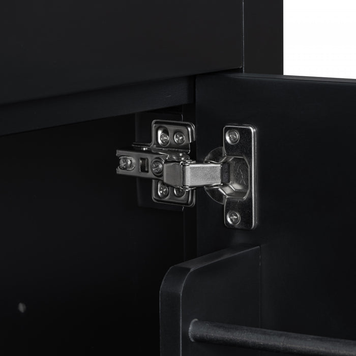 Meuble de salle de bain double moderne Felix 60 pouces avec lavabo ceramique et rangement, noir
