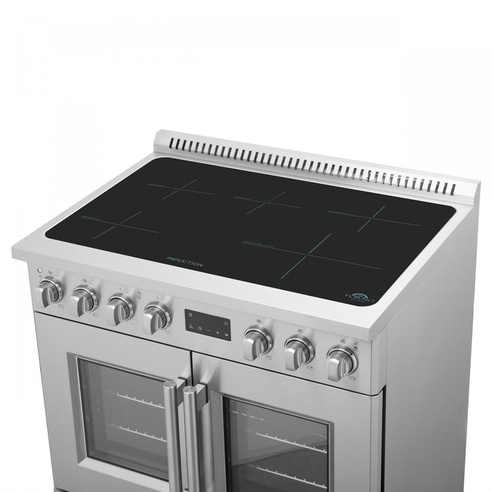 Cuisiniere a induction Torino de 36 po avec portes francaises, acier inoxydable – FFSIN0950-36