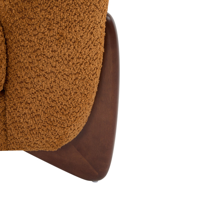 Tuxor Fauteuil Moderne en Bouclette a Design Tuxedo, Caramel, Noyer