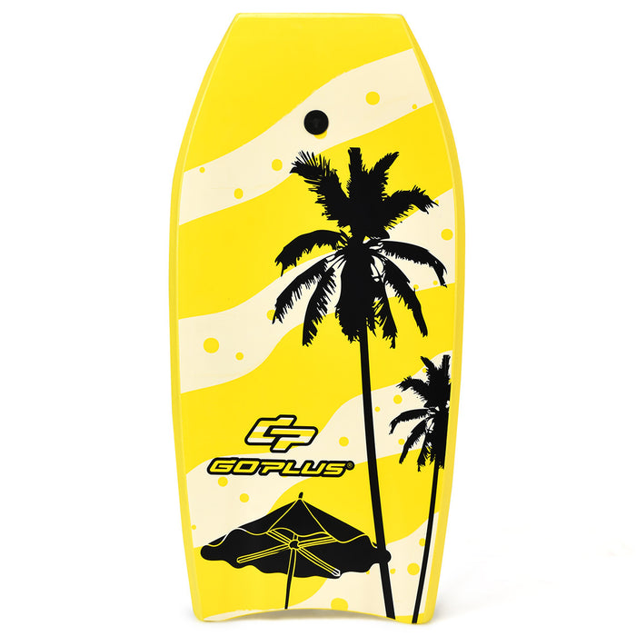 Costway Bodyboard,planche De Surf 41 Pouces En Xpe Avec 90cm De Corde Pour Debutants,amateurs Jaune Avec Noix De Coco + Parasol