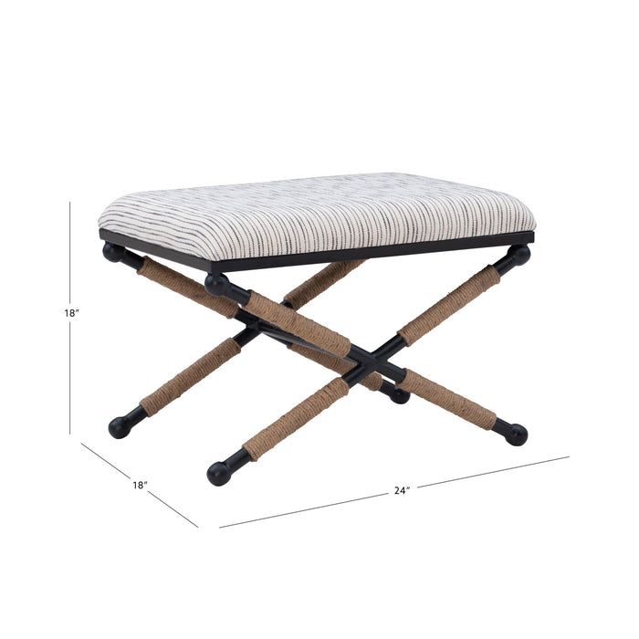 Pouf d’appoint Ashburn Campaign en tissu rayé - noir