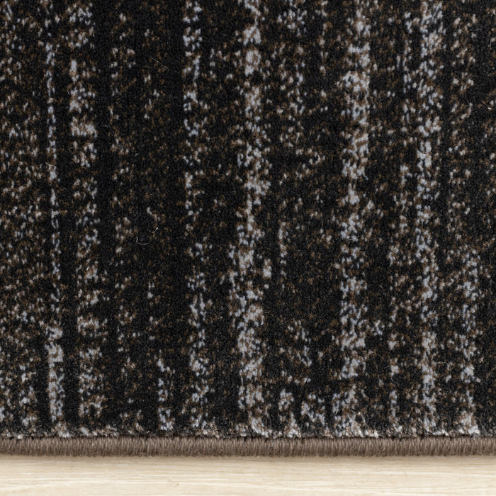 Carpette dense Amelia noire et beige à motif de bordure - 7 pi 10 po x 10 pi 10 po
