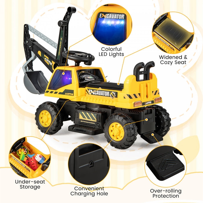 Costway Kids Ride On Excavator Digger Electric Construction Vehicles Avec Lumieres Et Musique