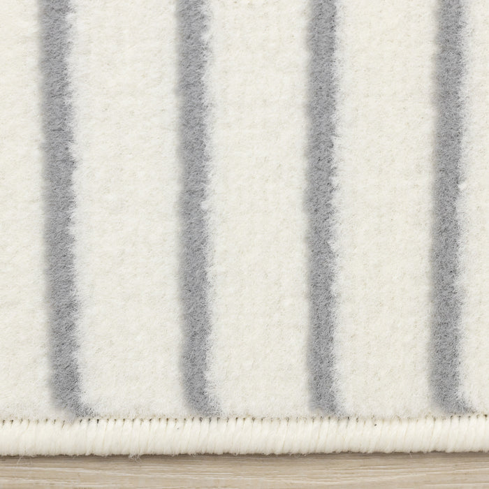 Carpette Forte blanche et grise à motif d’arches courbées pour l’intérieur - 6 pi 7 po x 9 pi 6 po