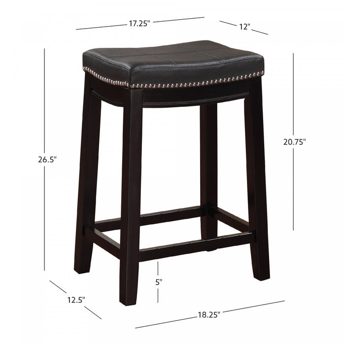 Tabouret Claridge de hauteur comptoir en similicuir noir et sans dossier - ensemble de 2