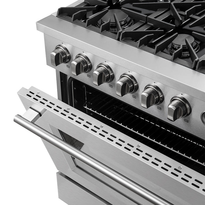 Cuisiniere a gaz Marco 36 pouces en acier inoxydable, 4,32 pi³ – FFSGS6277-36