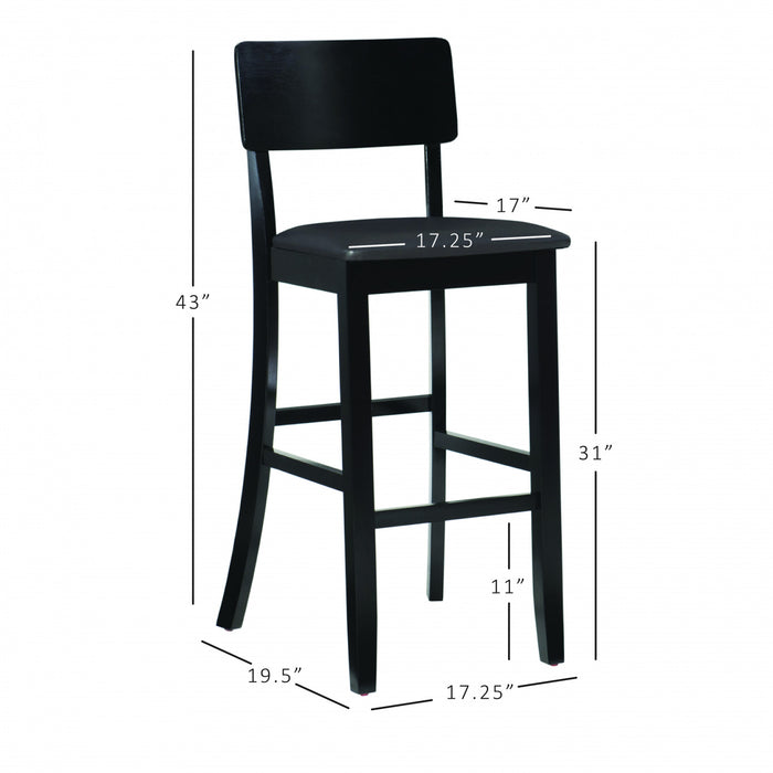 Tabouret bar contemporain Torino en similicuir - noir