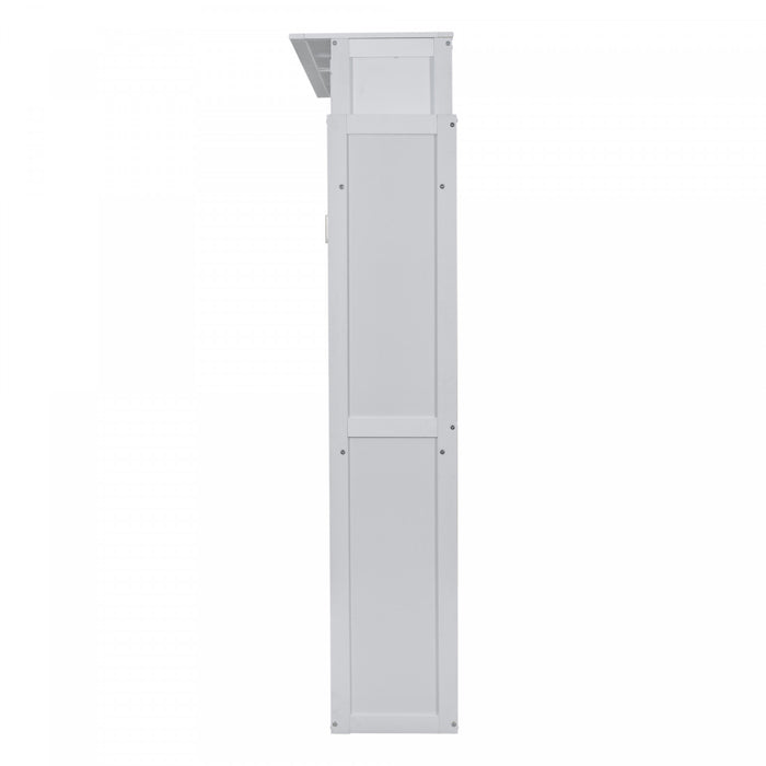 Aiden Lit escamotable Murphy avec etageres et eclairage LED, taille Queen, blanc