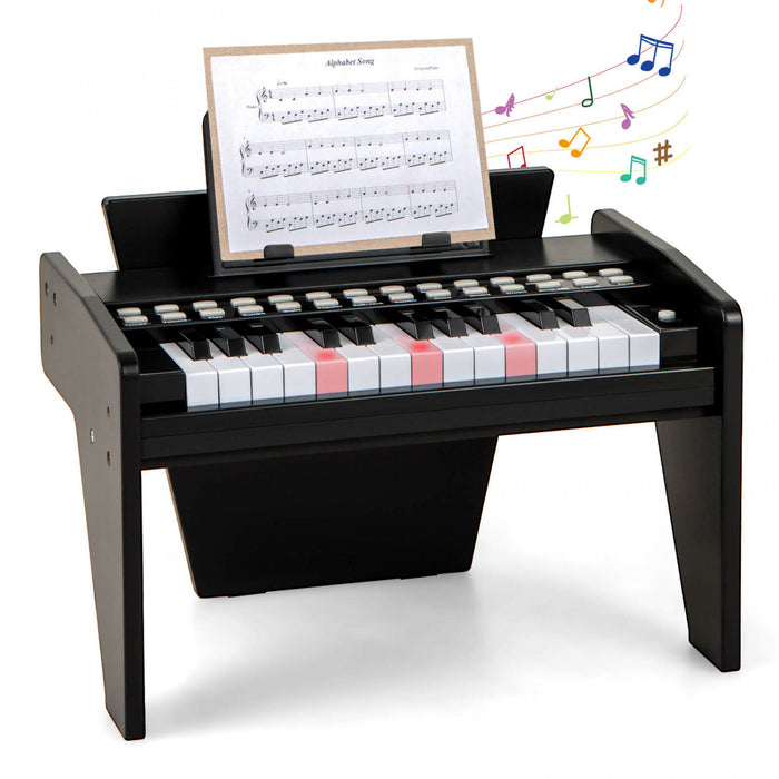 Costway Piano Numerique 25 Touches avec Pupitre, Mode Enseignement, Touches Retroeclairees et Vitesse Reglable - Noir