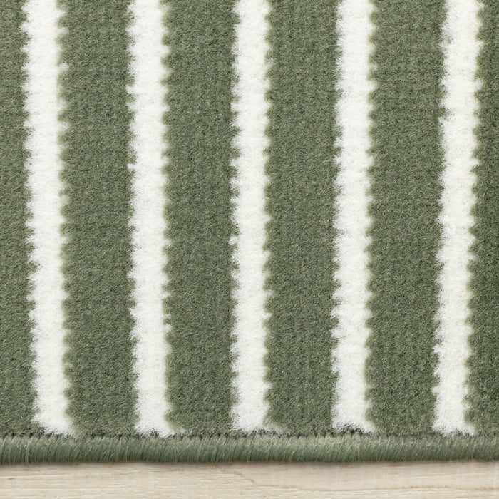 Carpette moderne Forte verte et blanche à motif d’arches géométriques - 5 pi 3 po x 7 pi 5 po