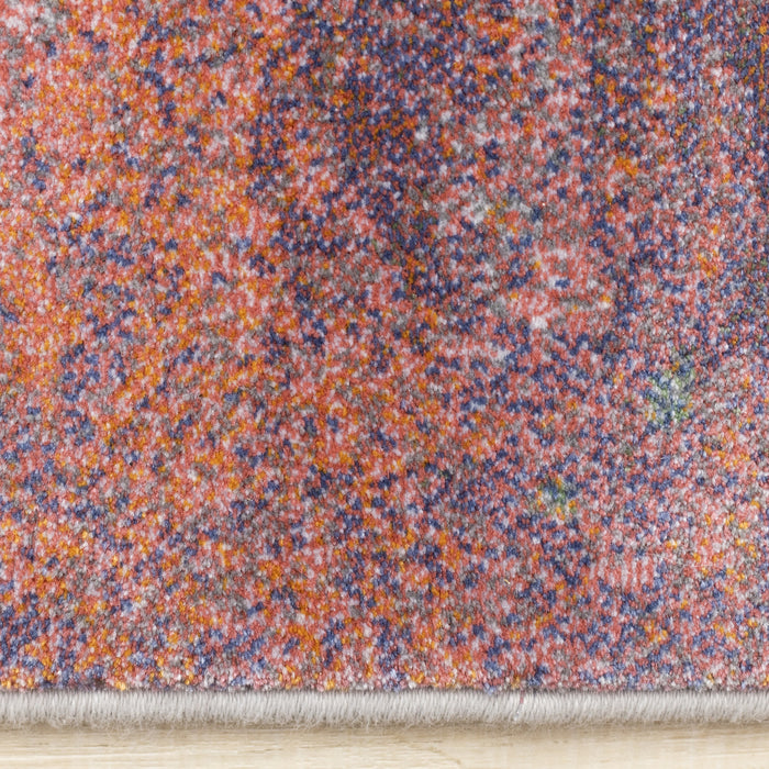 Carpette dense Amelia crème, rose et violette à motif floral - 5 pi 3 po x 7 pi 7 po