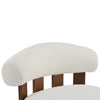 Nube Modern Boucle Accent Chair with Curved Backrest and Four-Leg Design, Off White, Walnut | Nube Fauteuil d'Appoint Moderne en Bouclette a Dossier Courbe et Quatre Pieds, Blanc Casse, Noyer