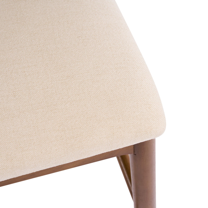 Lois lot de 2 tabourets de comptoir en bois d’hevea avec assise rembourree et repose-pieds, beige