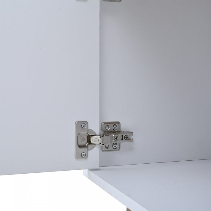 Lumina Meuble TV 64.9 po avec Lumieres LED et Finition Haute Brillance, Blanc/Bois
