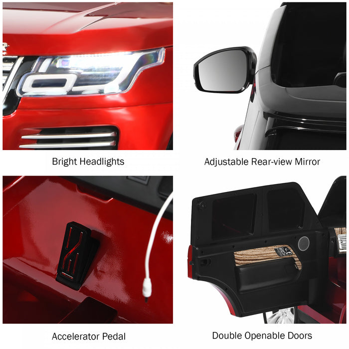 Costway 2 * 12v 2 Places Land Rover Enfants Sous Licence Sur La Voiture 4wd W / Peinture De Surface A Distance Rouge