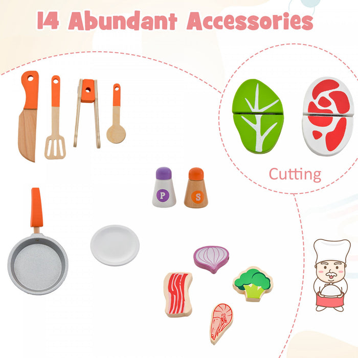 Cuisine Et Restaurant 2 En 1 Pour Enfants, Cuisine De Jeu Double Face Avec Cuisiniere, Four A Rotir, Barbecue, Auvent Reglable Et Robinet En Bois, Jeu De Role Pour Enfants De 3 A 8 Ans