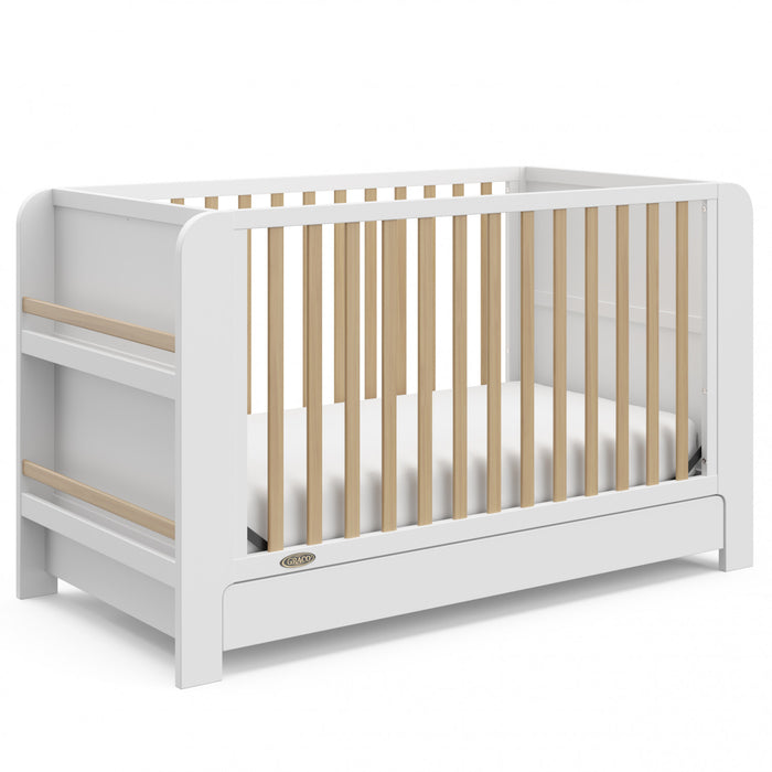 Graco Read with Me Convertible Lit de bebe avec tiroir - Blanc avec bois clair