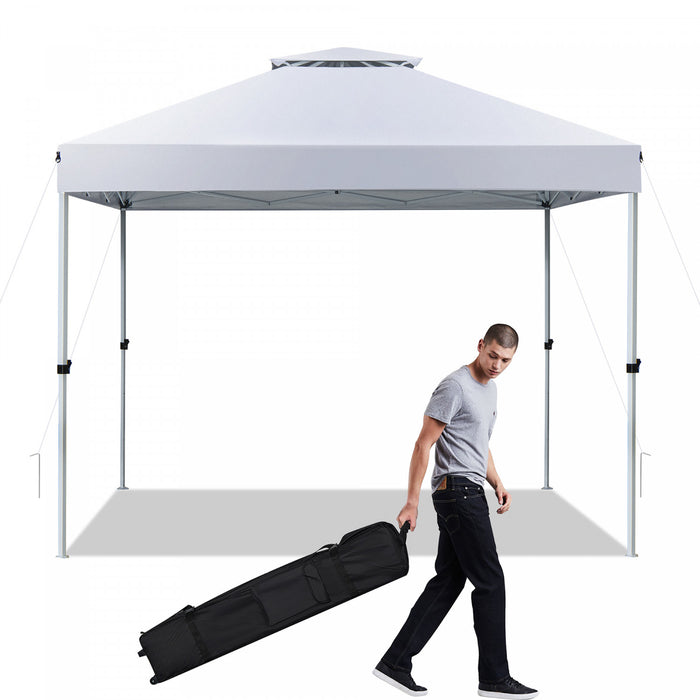 Costway 2-tier 10’ X 10’ Pop-up Canopy Tente Gazebo Instantane Reglable Porter Sac With Wheel