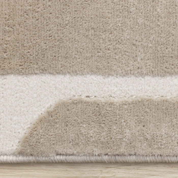 Carpette Leopold beige et crème de style moderne du milieu du 20e siècle - 7 pi 10 po x 10 pi 6 po