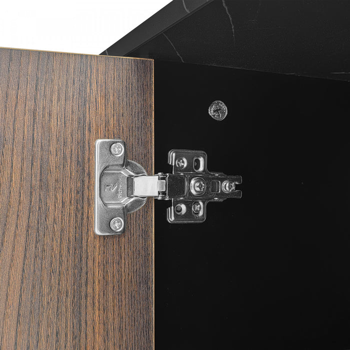 Ethan 78.7\" Cabinet TV avec Eclairage LED Ajustable, Noir