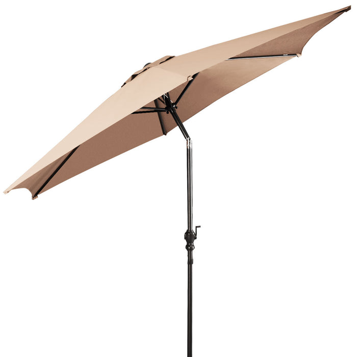 Costway Parasol de Patio 9FT Marche d'Exterieur en Acier Incline avec Manivelle Ombre Solaire Cour Jardin
