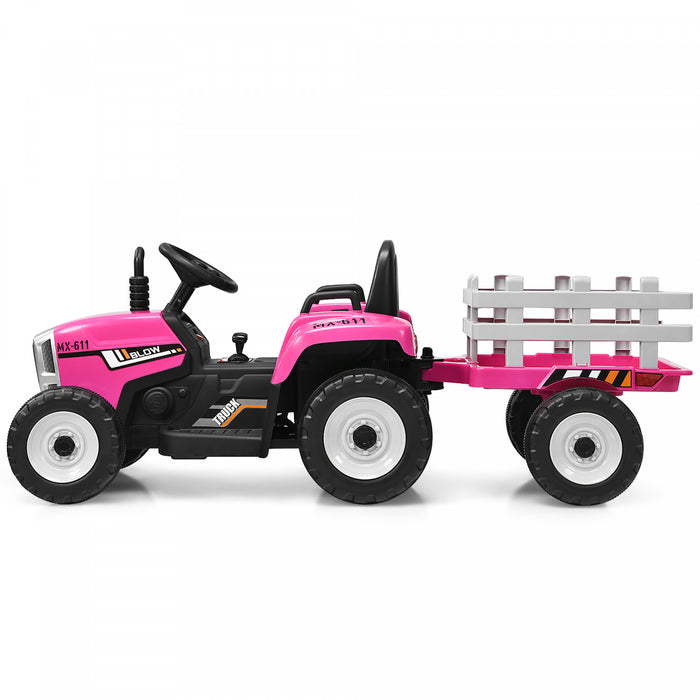 Costway Tracteur A Remorque Electrique 12v Avec Telecommande Et Lumieres Led