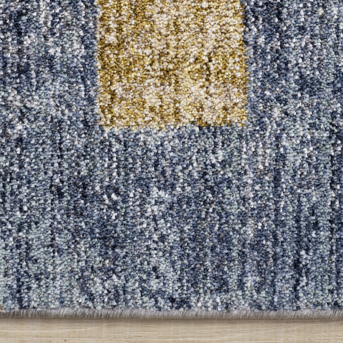 Carpette moderne et raffinée Macey grise, bleue et rouge - 5 pi 3 po x 7 pi 10 po
